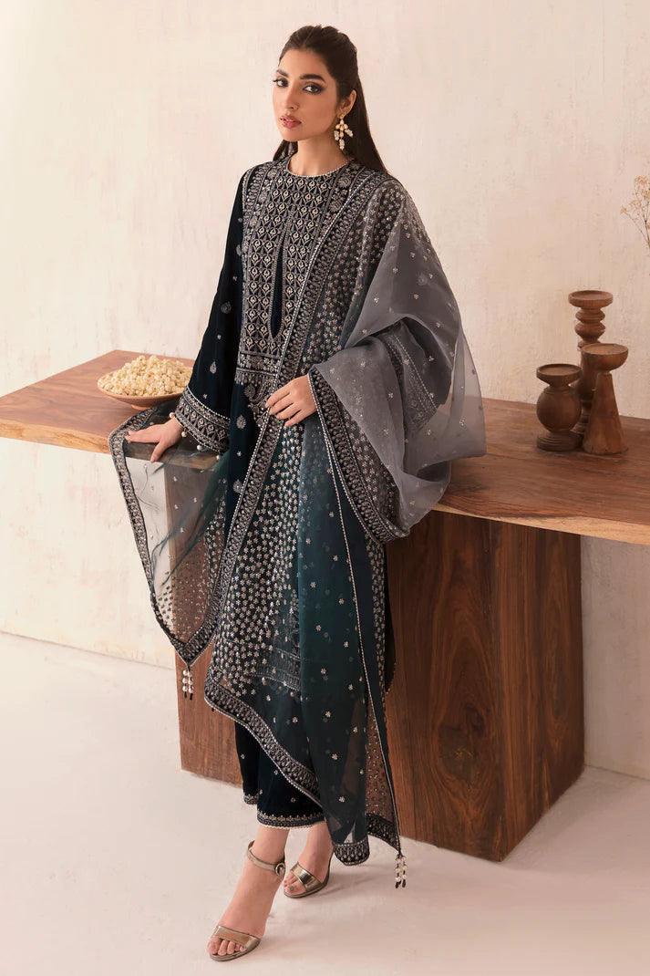 Baroque Jazmine Embroidered 3 Pieces Unstitched Velvet Formals Collection VF - 2003 - 3 pieces Velvet - Zainabjees