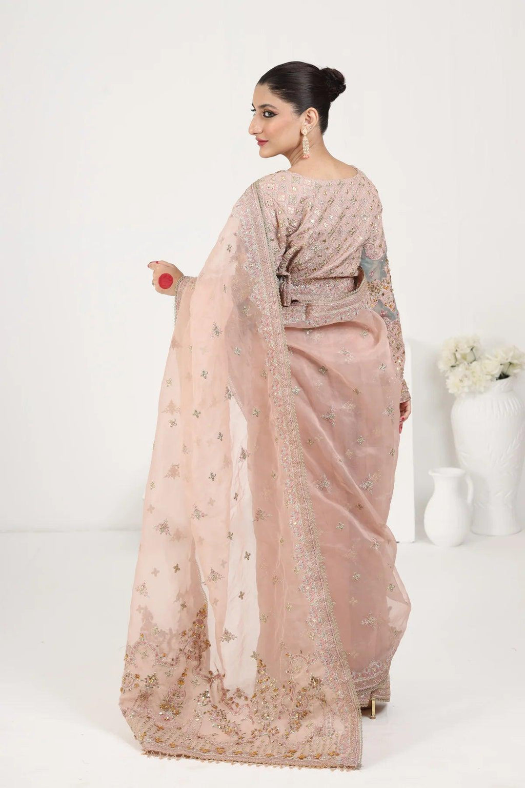 Qalamkar Sahiba Organza Embroidered Unstitched Saree RANYA