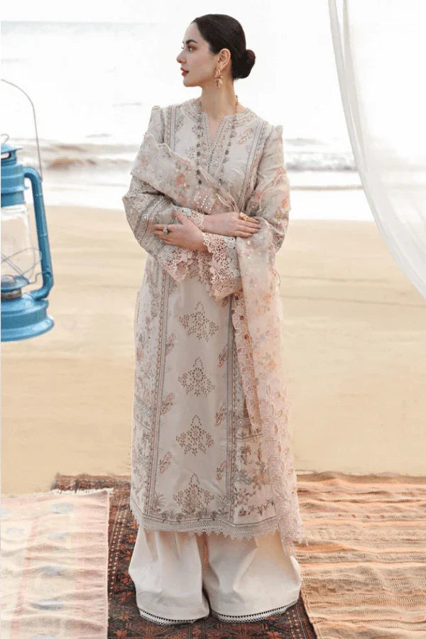Sahil by Qalamkar Embroidered Lawn Suits Unstitched 3 Piece QLM23S SP - 03 Khansa - Luxury Collection - 3 Pieces Lawn - Zainabjees