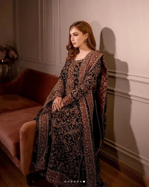 Haris Shakeel Wedding Festive Unstitched Luxury Hand Embroidered Raw Silk SHAYAANA - 3 Pieces Raw Silk - Zainabjees