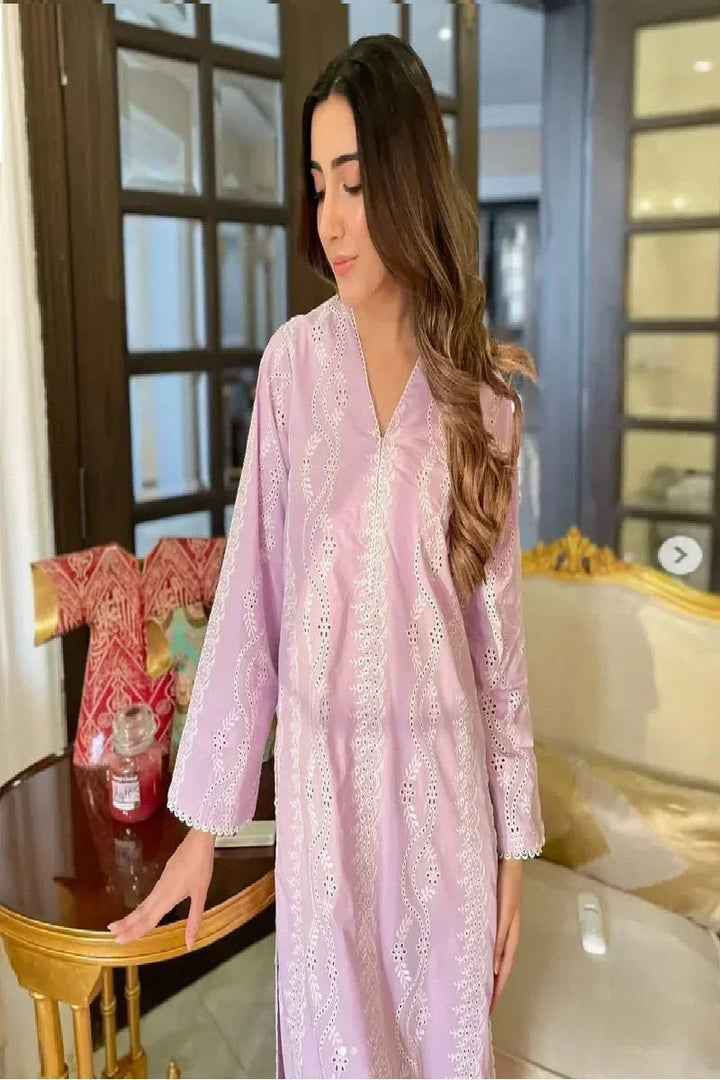 Naarj Luxury Lawn Collection Unstitched 3 Pieces Pink - 3 Pieces Lawn - Zainabjees