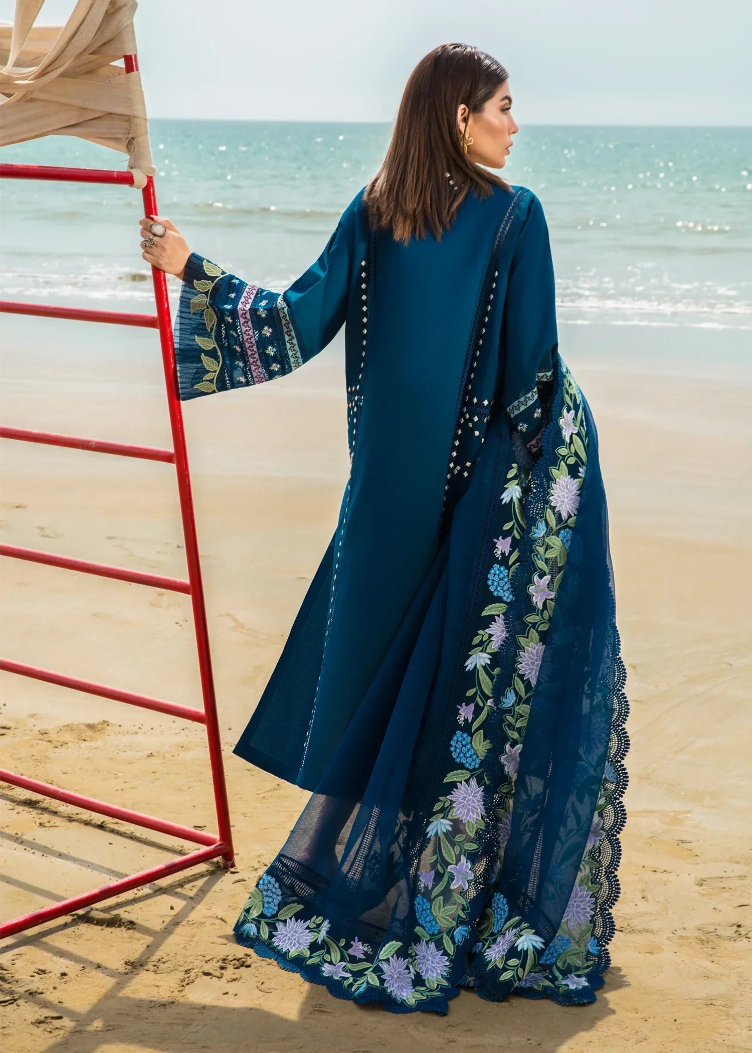 Crimson Embroidered Lawn Suits Unstitched 3 Piece Bohemian Summer D7A - Luxury Collection - 3 Pieces Lawn - Zainabjees