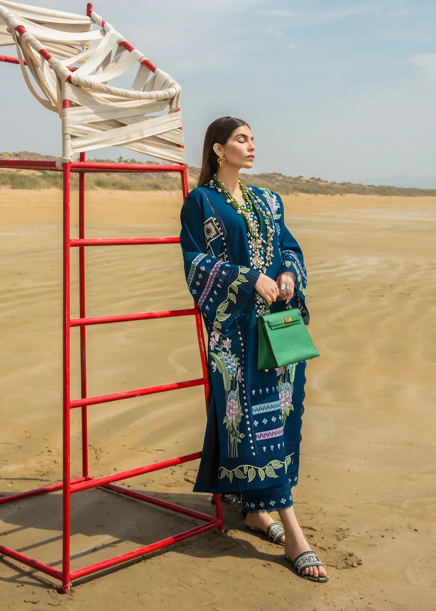 Crimson Embroidered Lawn Suits Unstitched 3 Piece Bohemian Summer D7A - Luxury Collection - 3 Pieces Lawn - Zainabjees