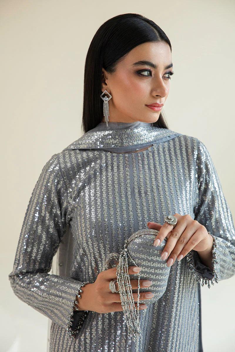 Baroque Exclusive Formal Embroidered Sequence Chiffon 3 Pc Unstitched UF - 383 - 3 pieces chiffon - Zainabjees