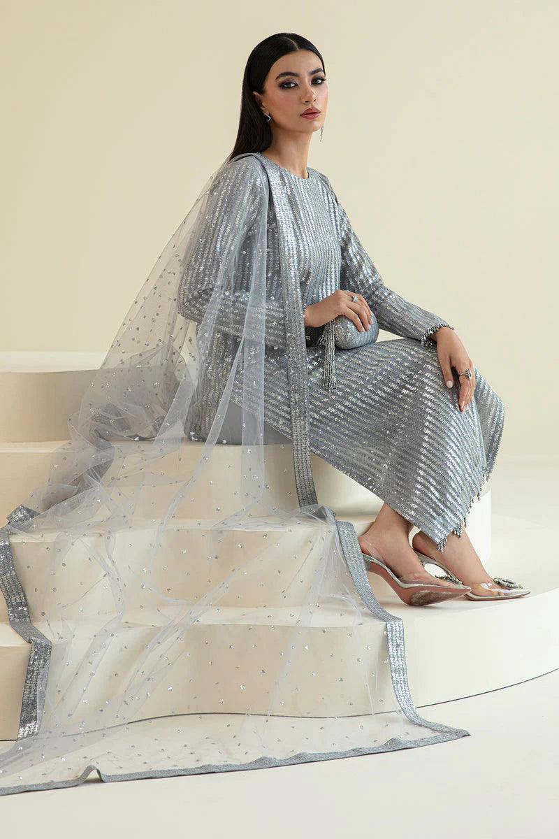 Baroque Exclusive Formal Embroidered Sequence Chiffon 3 Pc Unstitched UF - 383 - 3 pieces chiffon - Zainabjees