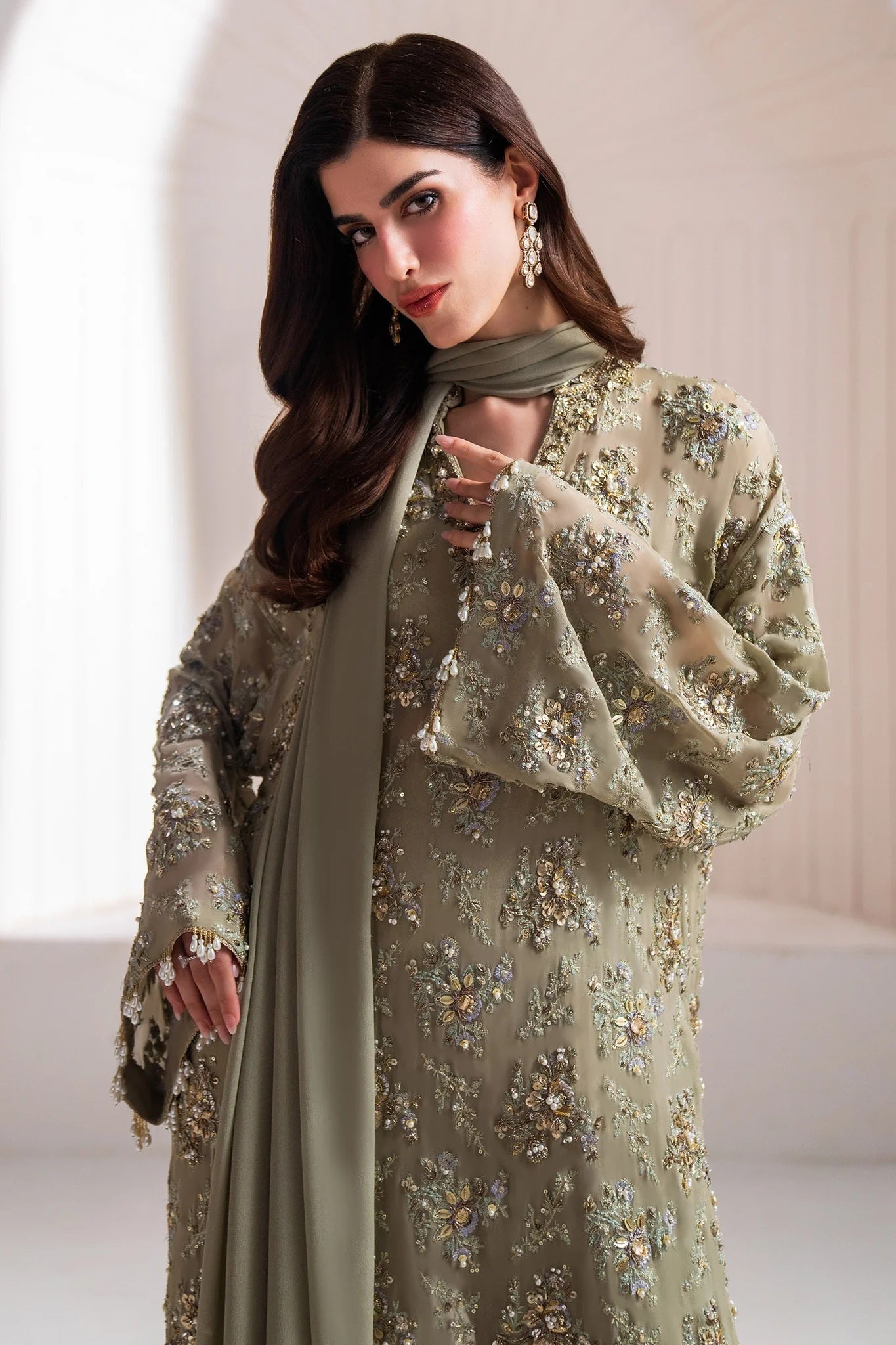 Elan Luxury Organza Embroidered Unstitched 3 Piece CLARTÉ EP-21215