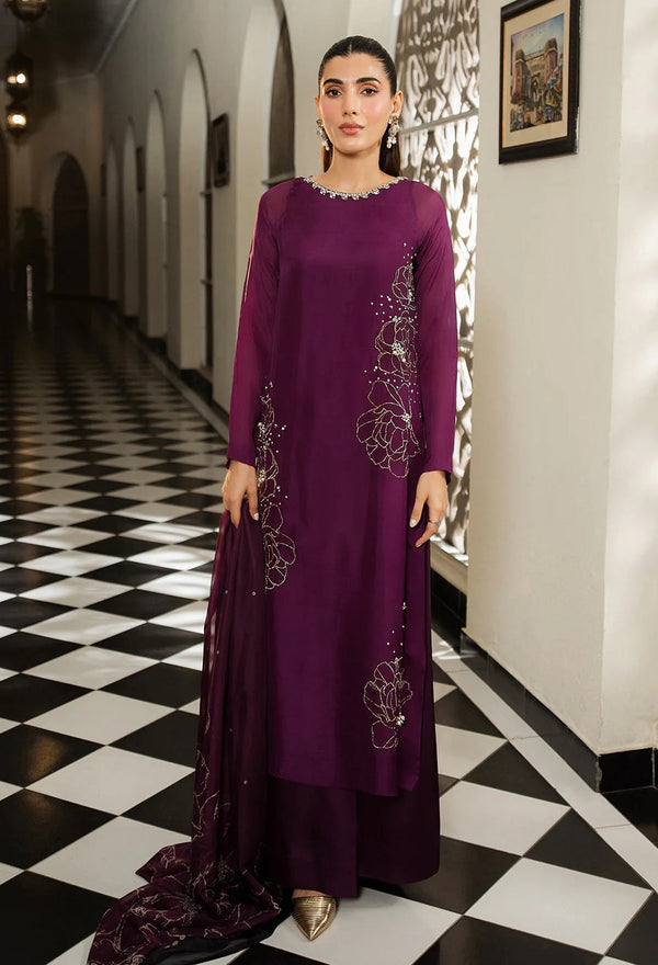 Lulusar Luxury Raw Silk Embroidered 3 Piece Unstitched - Junha Long