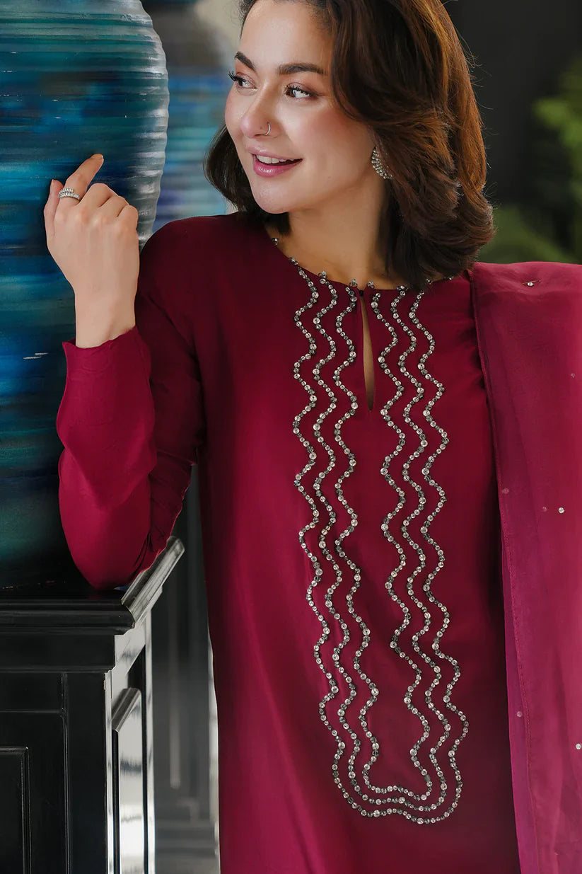 Lulusar Luxury Silk Collection Embroidered 3 Pc Unstitched Samaal Long