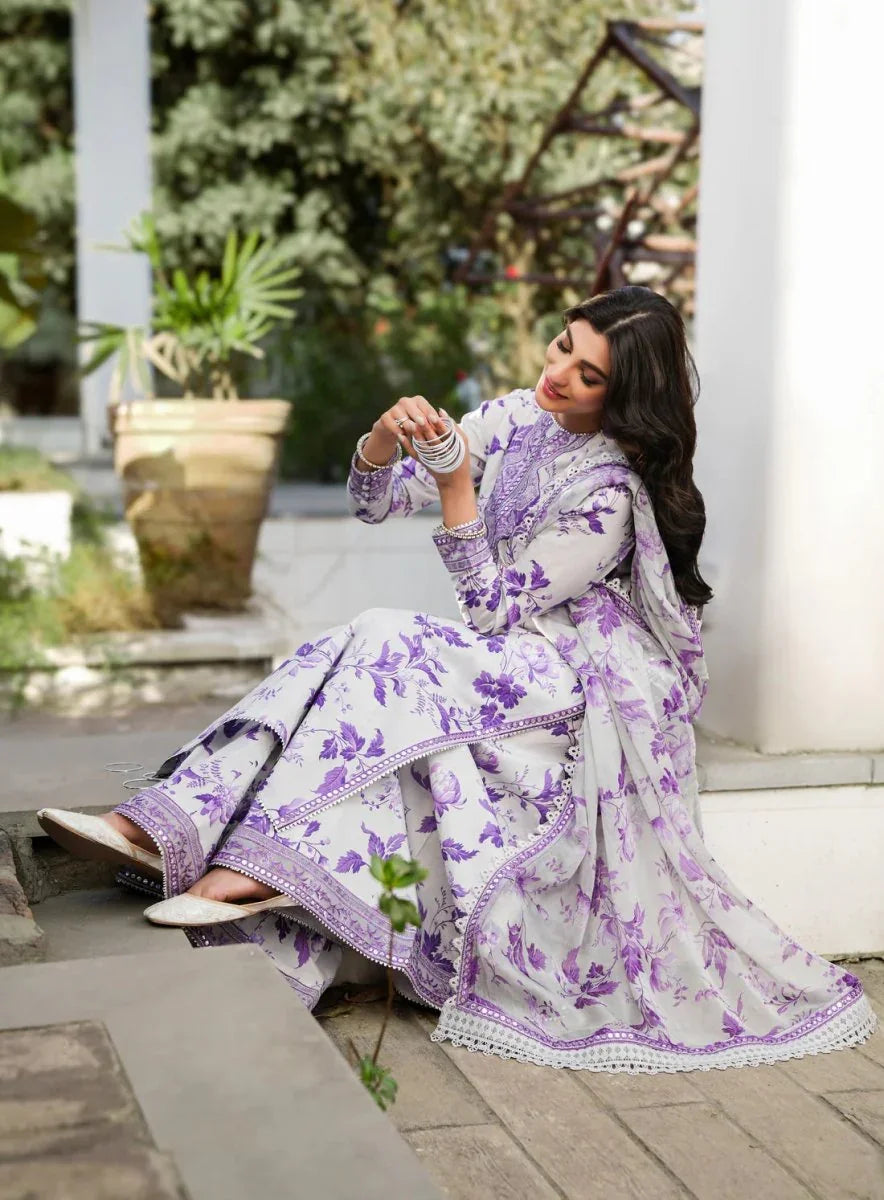 Aneela's Collection Luxury Lawn Embroidered 3 Piece Unstitched Swiss - 3 Pieces Lawn - Zainabjees