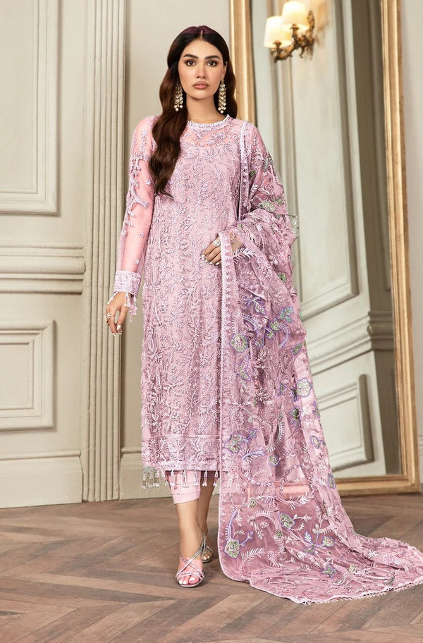 Zarif Luxury Net Embroidered 3 Piece Unstitched - ZMF-01 Grace