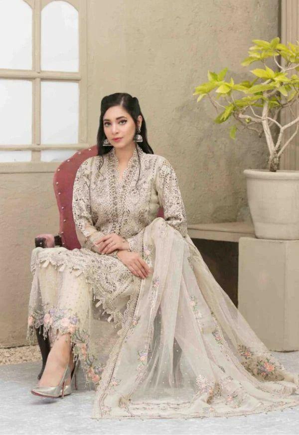 Maria.B Festive Embroidered Organza Collection 3 Pieces Unstitched Skin - 3 Pieces Organza - Zainabjees