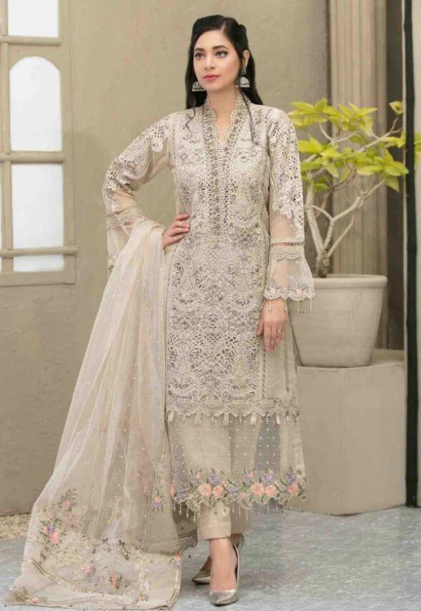 Maria.B Festive Embroidered Organza Collection 3 Pieces Unstitched Skin - 3 Pieces Organza - Zainabjees