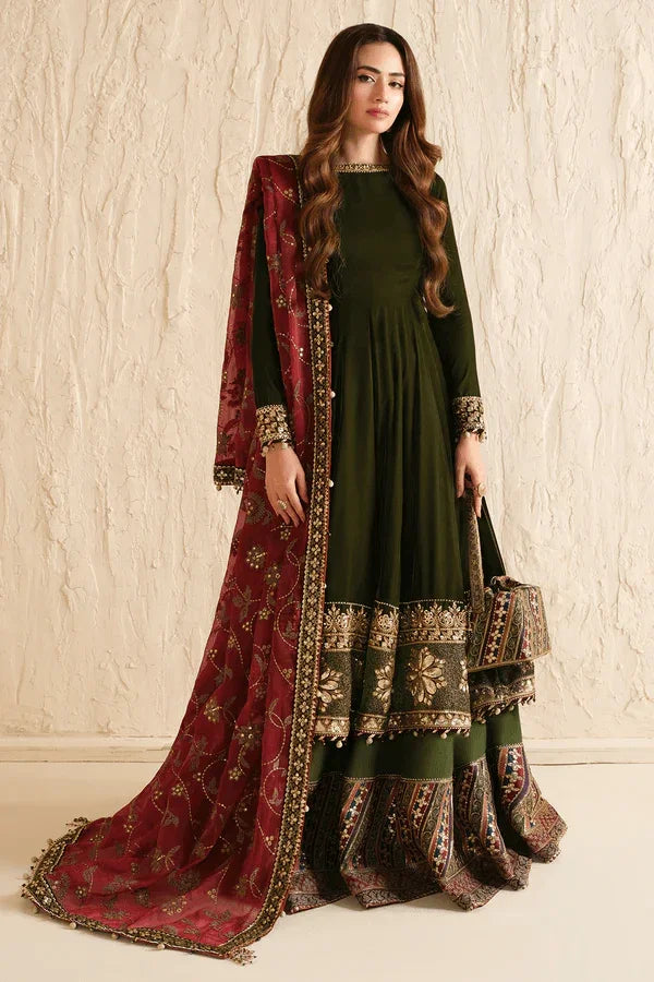 Jazmine Formals Unstitched 3 Pc Collection Luxury Embroidered Velvet VF - 2036 - 3 pieces Velvet - Zainabjees
