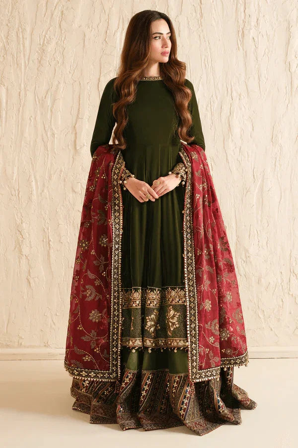 Jazmine Formals Unstitched 3 Pc Collection Luxury Embroidered Velvet VF - 2036 - 3 pieces Velvet - Zainabjees