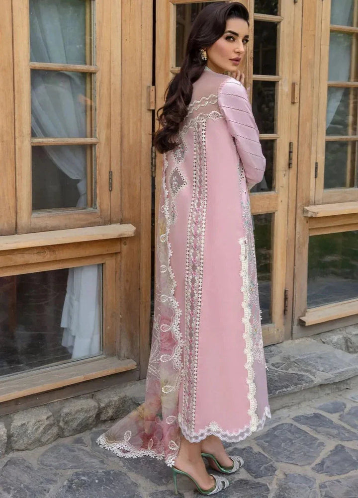 Crimson Luxury Lawn Embroidered Unstitched 3 Piece A Floral Mesh - Rose Pink - 3 Pieces Lawn - Zainabjees