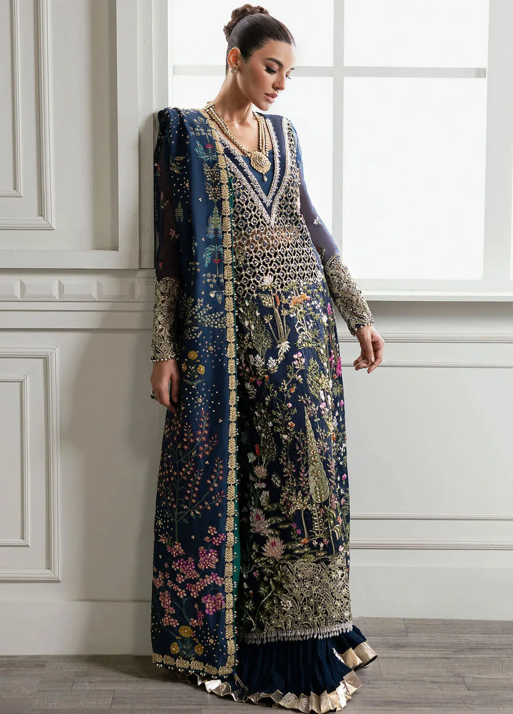 Crimson X Saira Shakira Embroidered Organza Suits Unstitched 3 Pc CR24SW Majestic Cypress