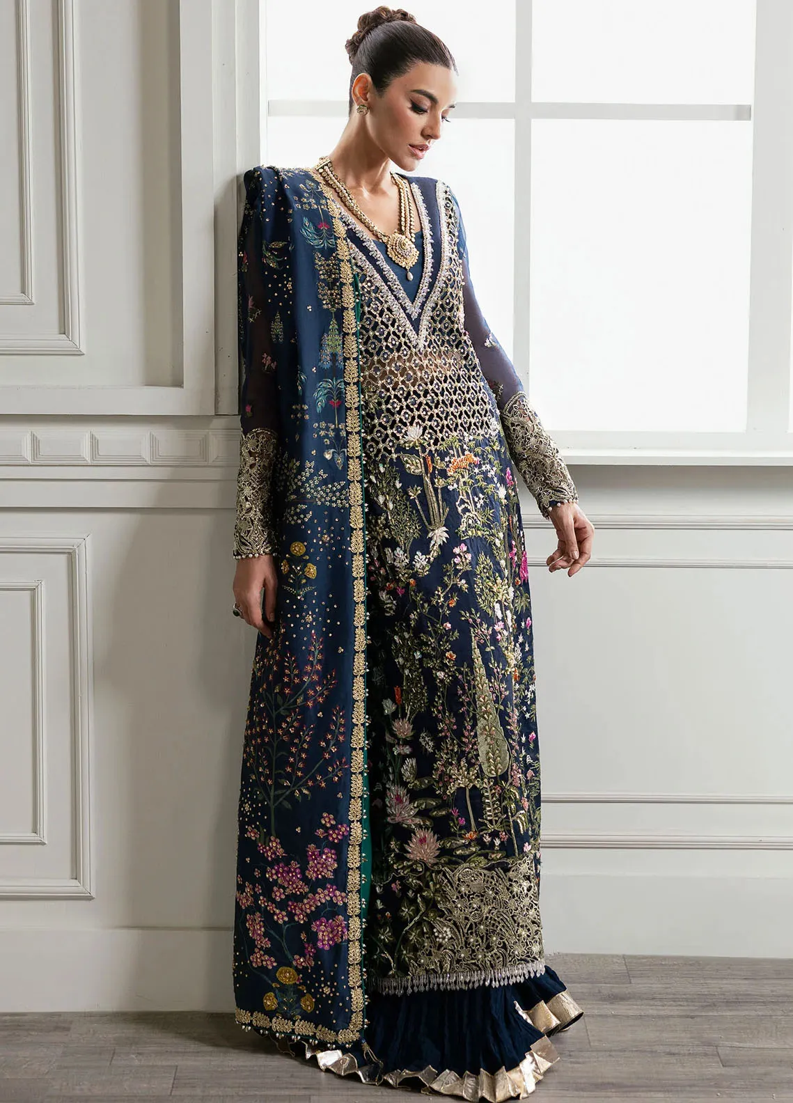 Crimson X Saira Shakira Embroidered Organza Suits Unstitched 3 Pc CR24SW Majestic Cypress