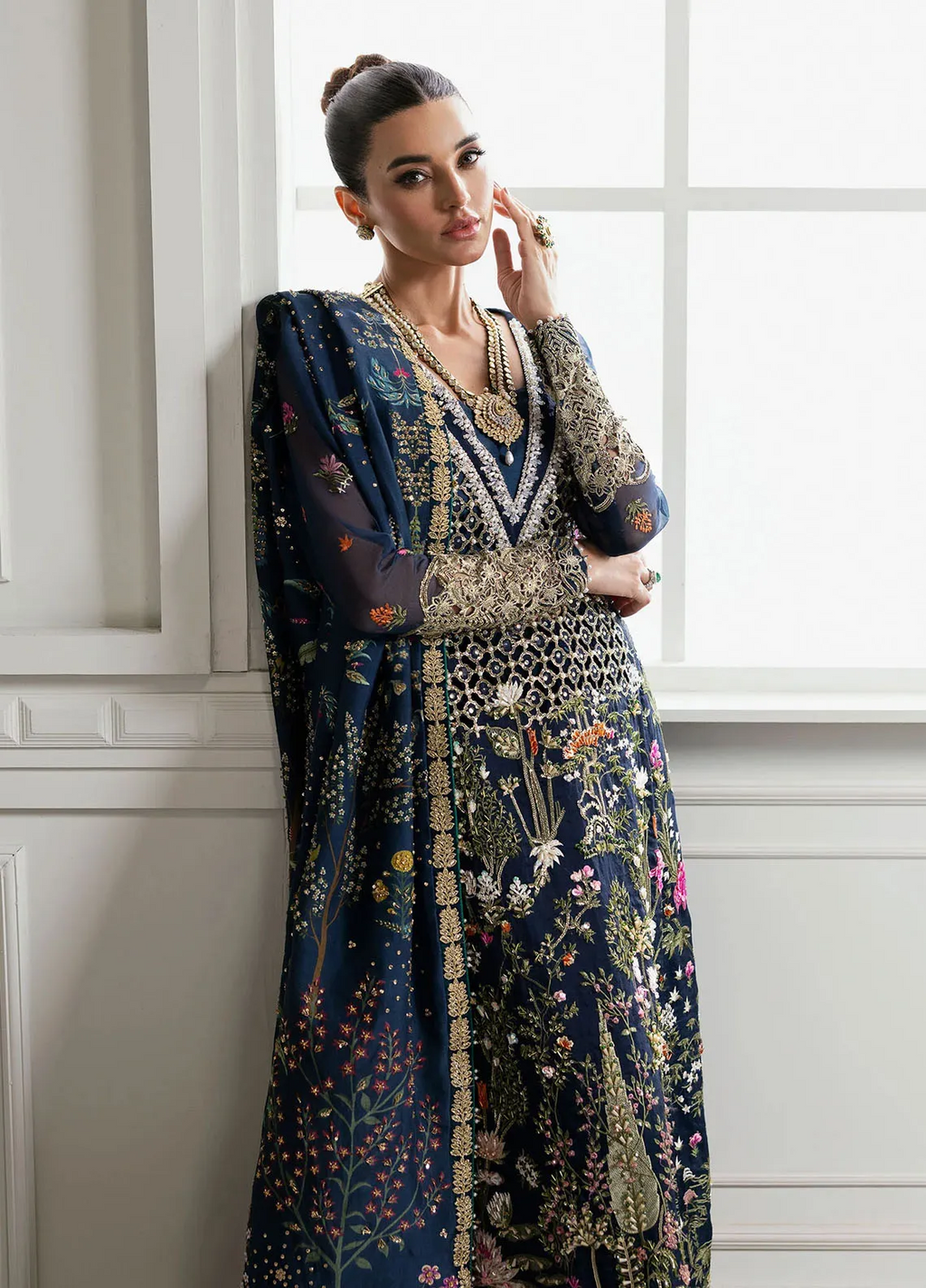 Crimson X Saira Shakira Embroidered Organza Suits Unstitched 3 Pc CR24SW Majestic Cypress