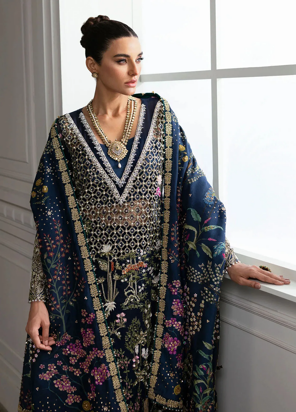Crimson X Saira Shakira Embroidered Organza Suits Unstitched 3 Pc CR24SW Majestic Cypress