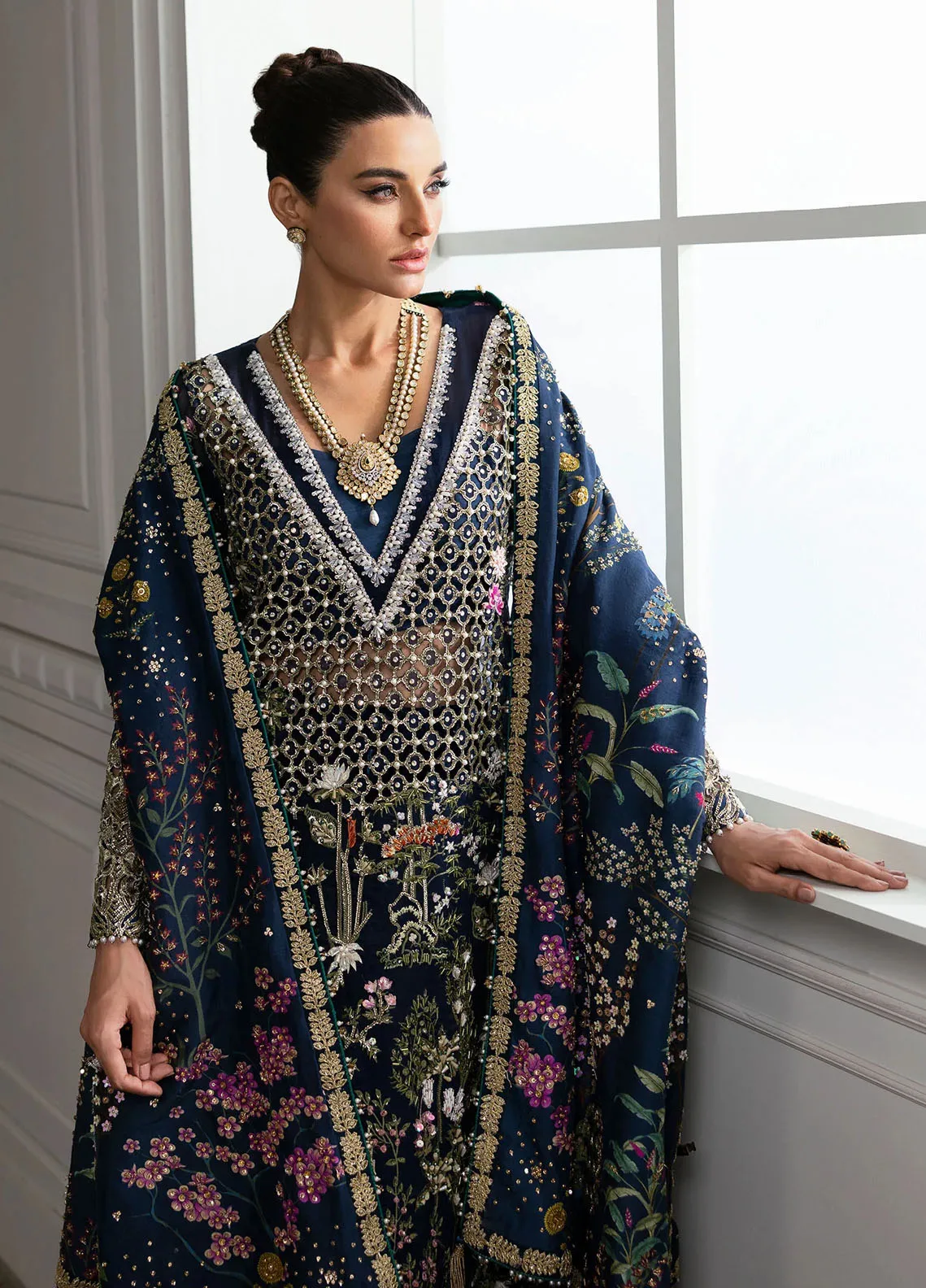 Crimson X Saira Shakira Embroidered Organza Suits Unstitched 3 Pc CR24SW Majestic Cypress