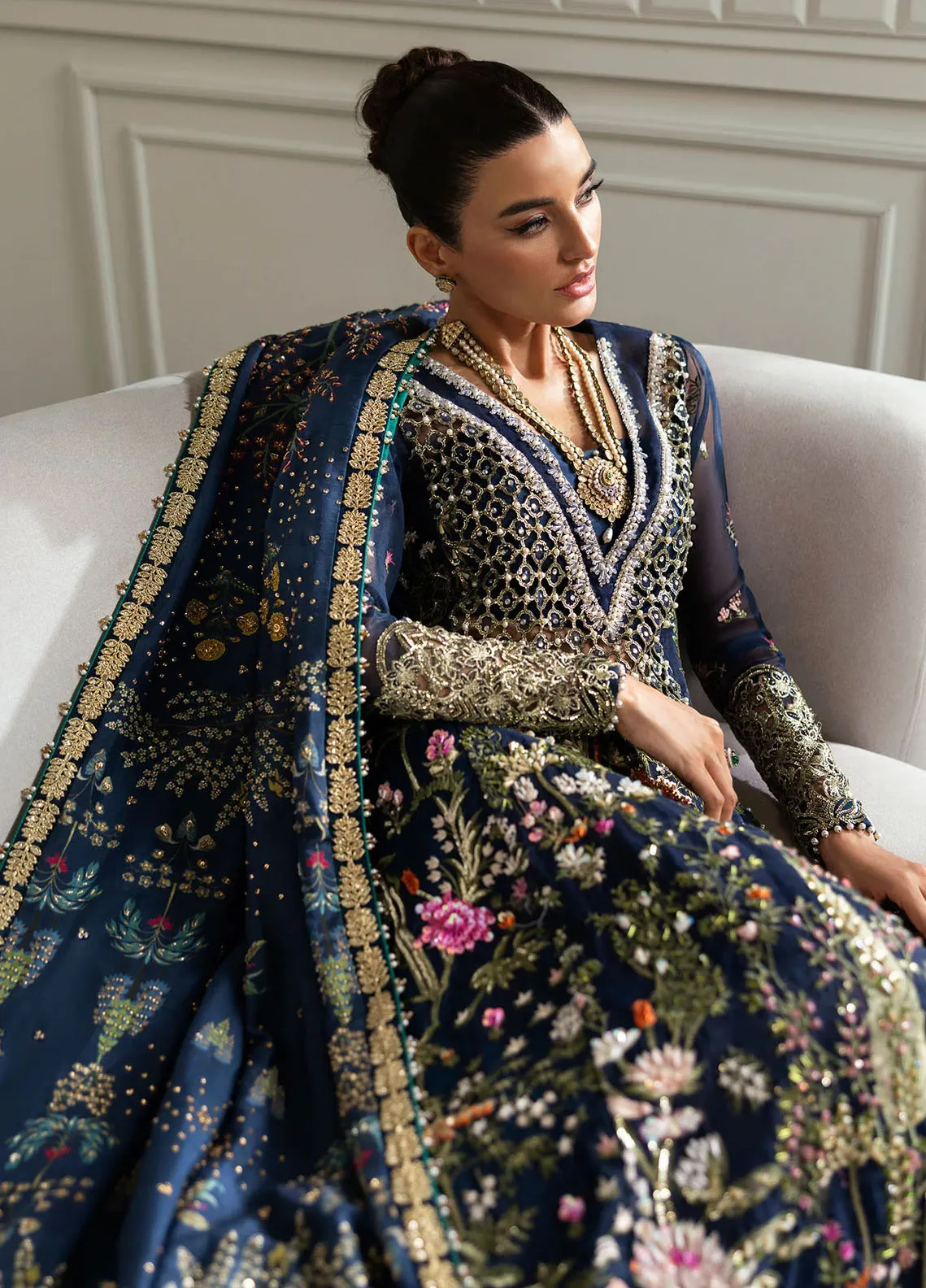 Crimson X Saira Shakira Embroidered Organza Suits Unstitched 3 Pc CR24SW Majestic Cypress