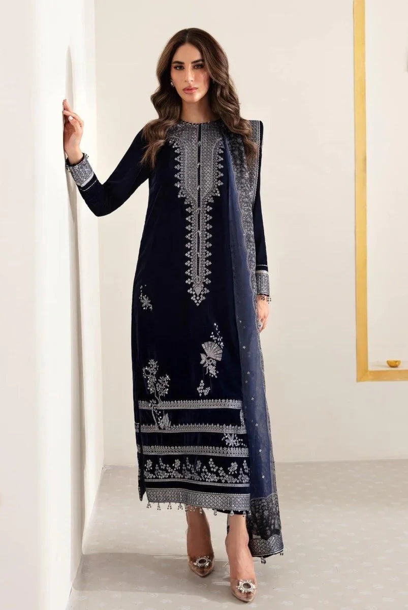Jazmine Luxury Embroidered Micro Velvet 9000 Formal Unstitched VF - 2007 - 3 pieces Velvet - Zainabjees