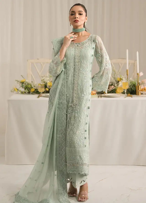 Gulal Luxury Chiffon Embroidered Unstitched Wedding Festive Jade -02