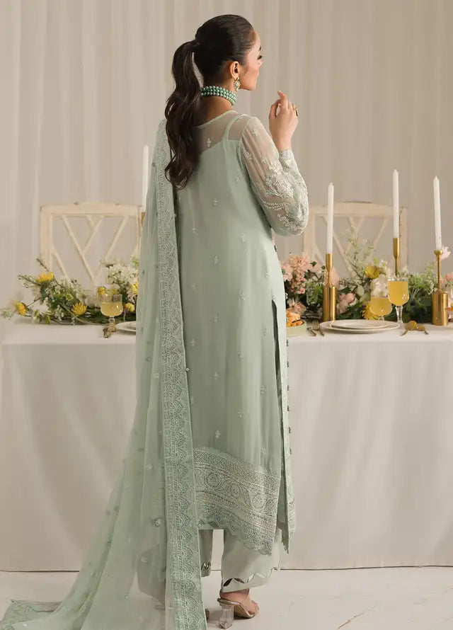 Gulal Luxury Chiffon Embroidered Unstitched Wedding Festive Jade -02