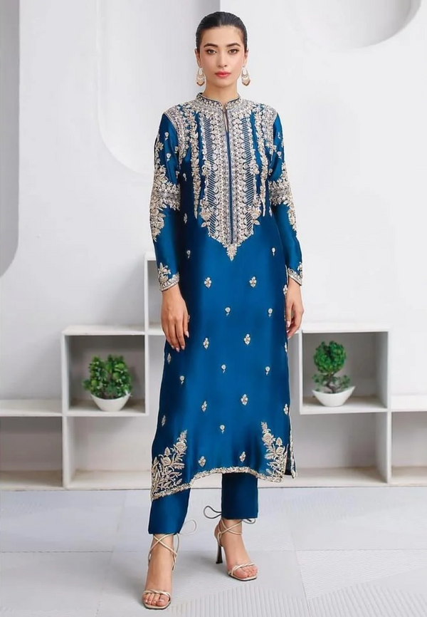 Waqar Asghar Luxury Raw Silk Hand Embroidered Collection Muskan 05