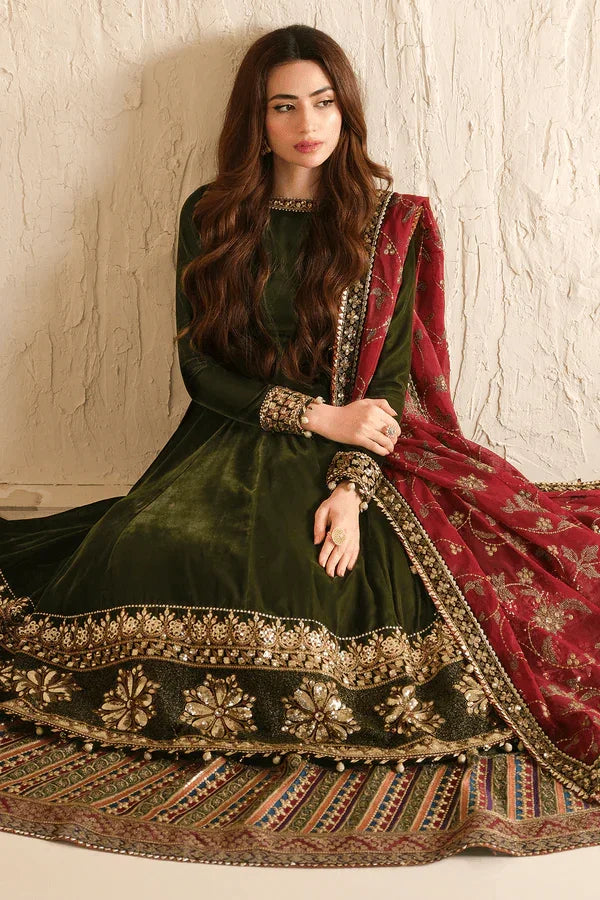 Jazmine Formals Unstitched 3 Pc Collection Luxury Embroidered Velvet VF - 2036 - 3 pieces Velvet - Zainabjees