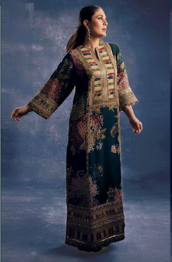 Sabyasachi Zinc Blue Digital Printed Luxury Silk Collection