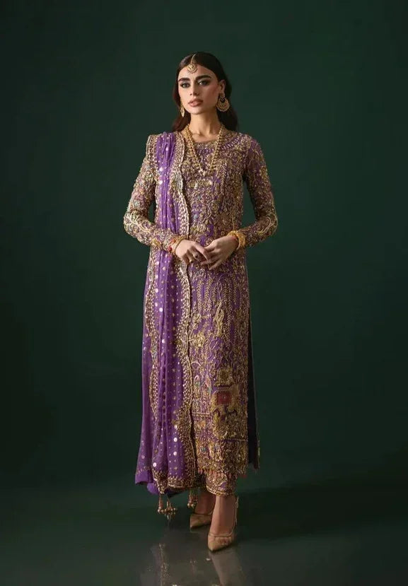 Nomi Ansari Luxury Pure Chiffon 3 Piece Unsticthed Couture