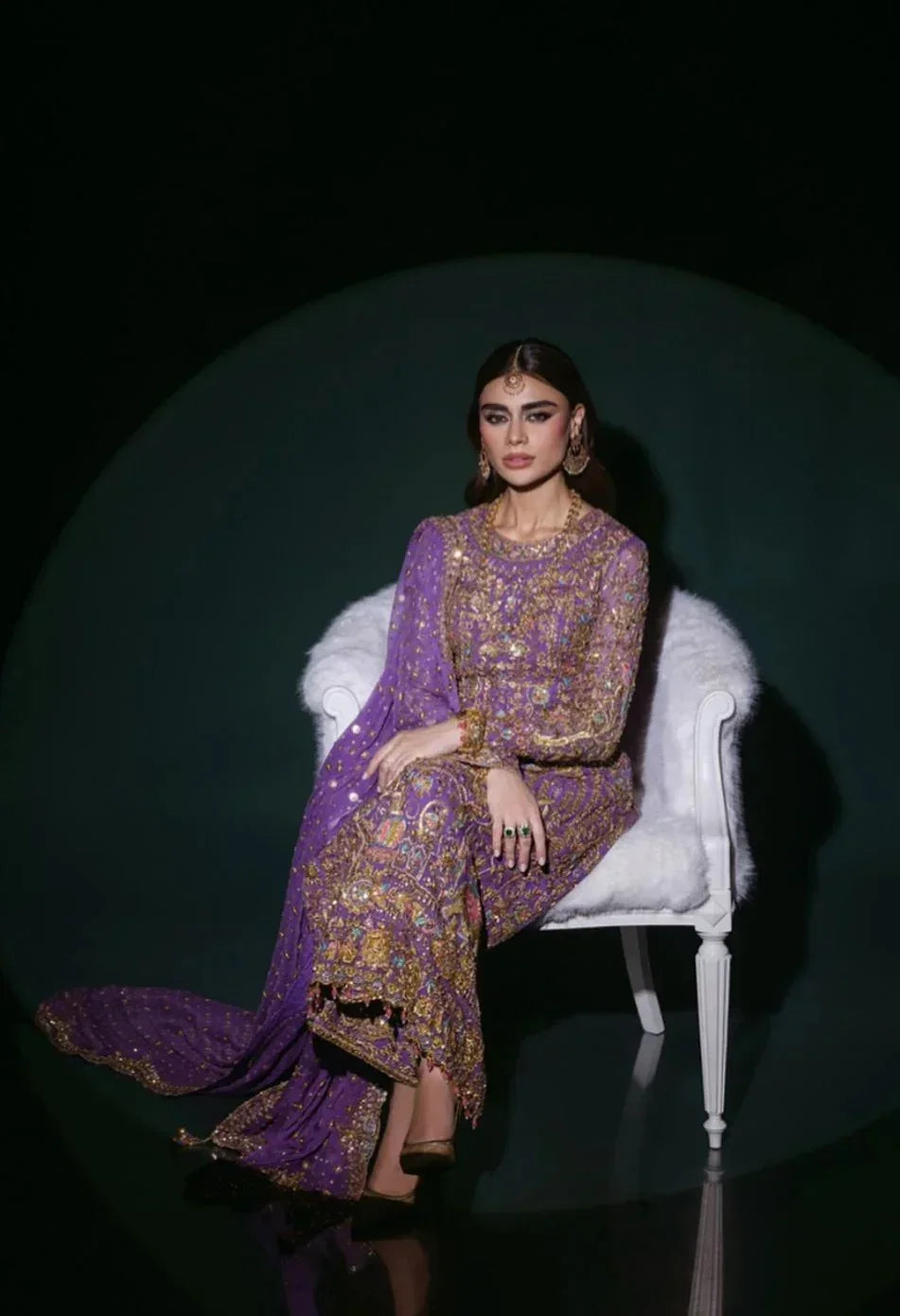 Nomi Ansari Luxury Pure Chiffon 3 Piece Unsticthed Couture