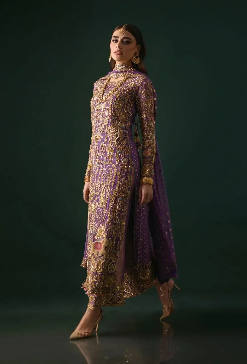 Nomi Ansari Luxury Pure Chiffon 3 Piece Unsticthed Couture