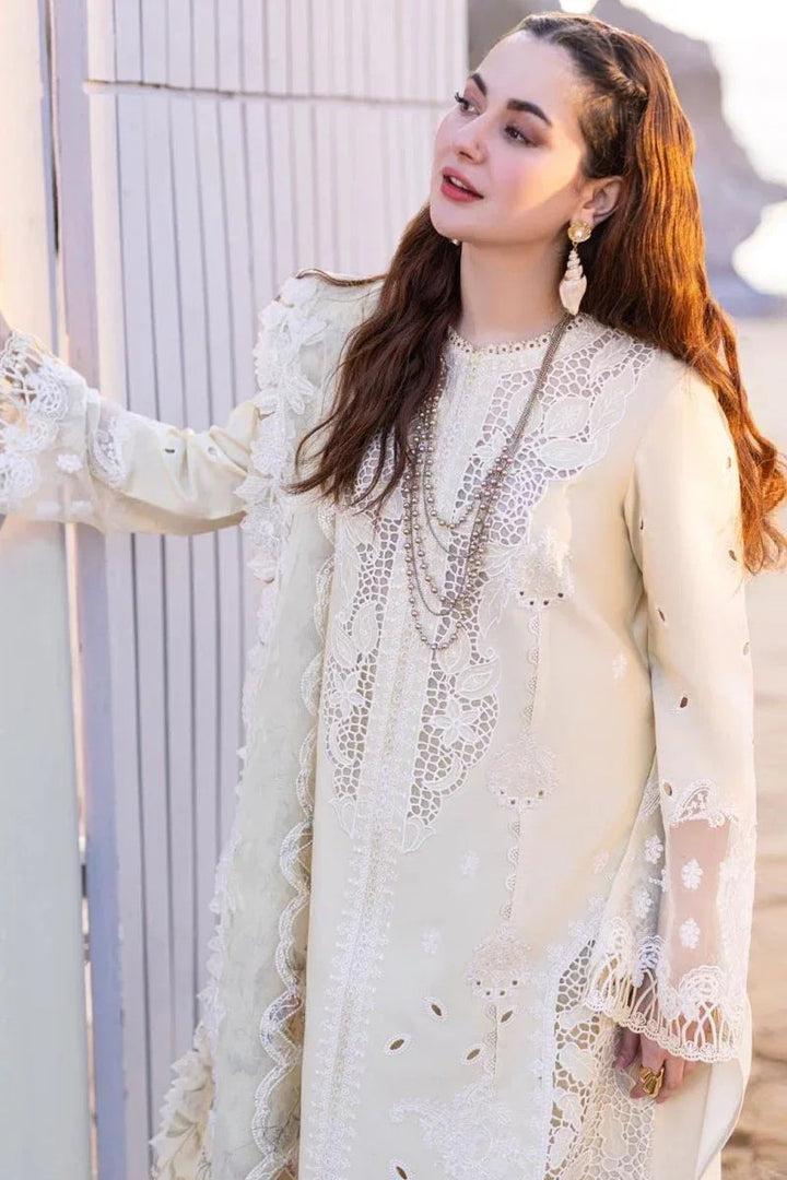 Qalamkar Sahil Kinare Luxury Lawn Embroidered Unstitched 3 Piece - FP - 01 Jana - 3 Pieces Lawn - Zainabjees