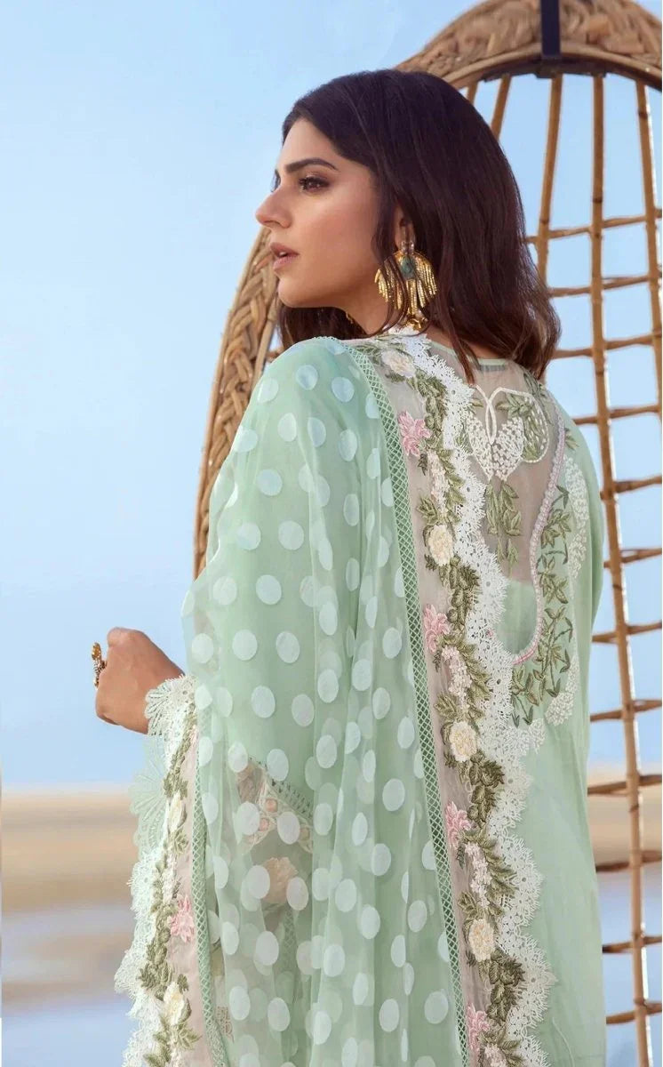 Crimson Luxury Lawn Embroidered Unstitched 3 Piece Serendipity - 5B - Seafoam - 3 Pieces Lawn - Zainabjees