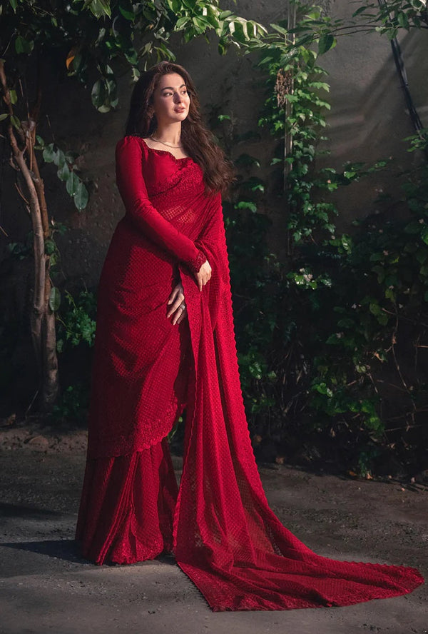 Faiza Saqlain Chiffon Embroidered Unsticthed 3 Piece Evia